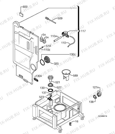 Взрыв-схема посудомоечной машины Zanussi DWS6674 - Схема узла Water softener 066